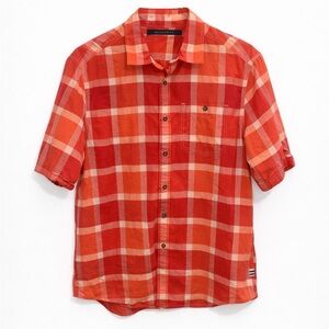 Sean John Red Plaid Short Sleeve Button Down Shirt Men’s 2XL